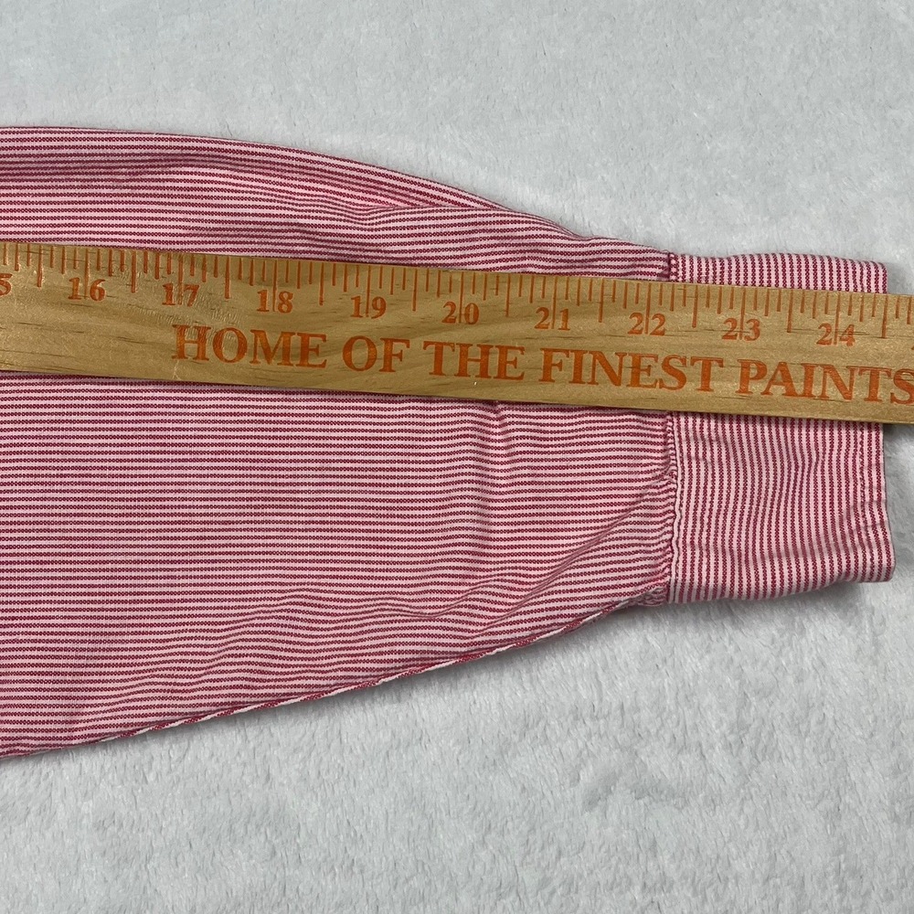 Polo Ralph Lauren Button Down Mens M Red Hickory Stripe Shirt Long Sleeve *Flaw - Picture 9 of 10